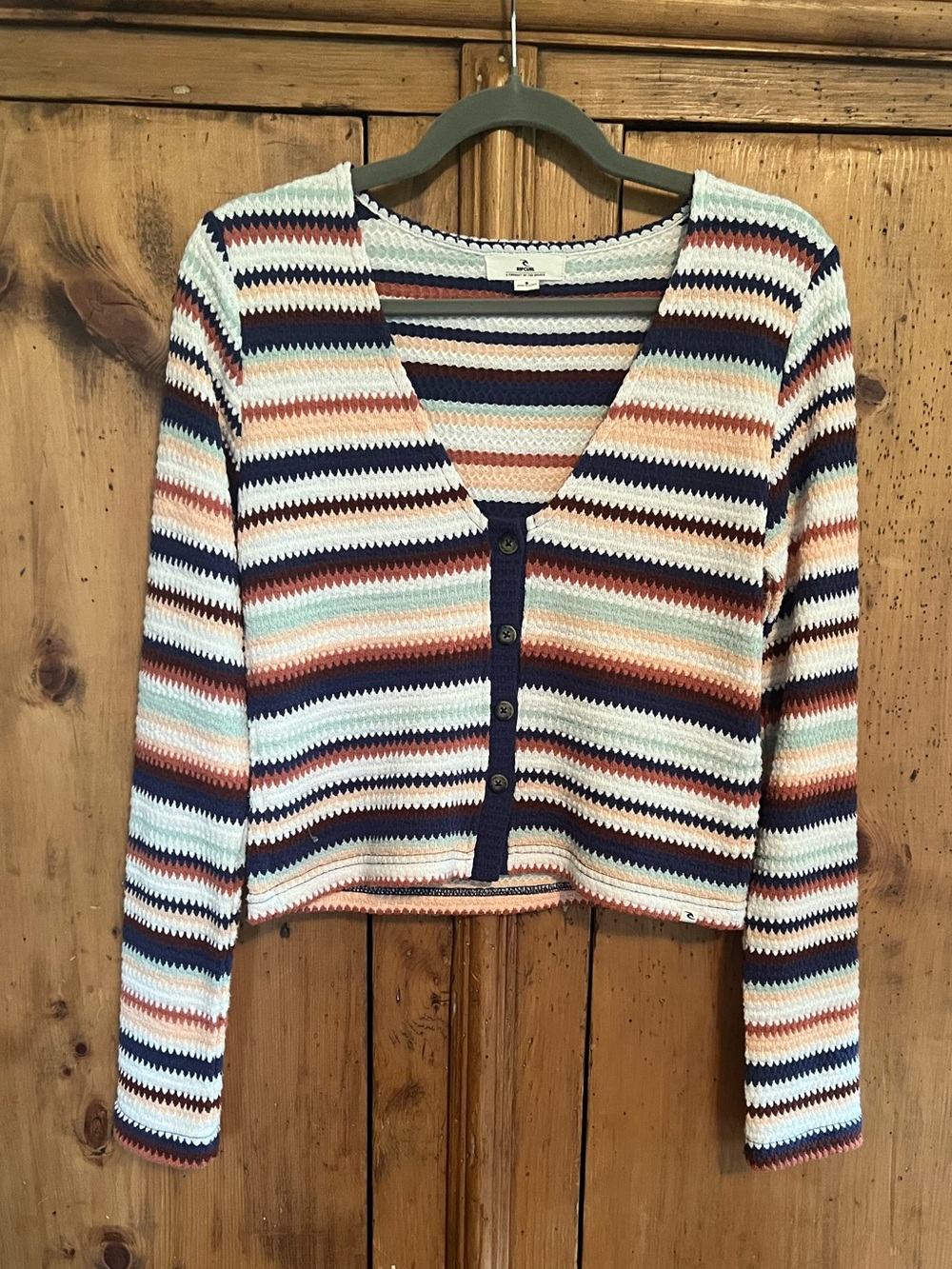 Rip Curl Striped Cropped Cardigan